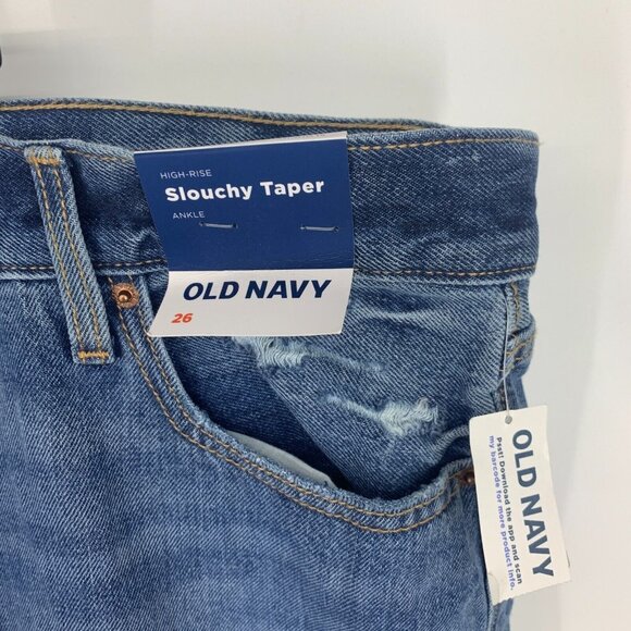 Old Navy Jeans Womens Plus 26 Slouchy Taper Ankle High Rise Button Fly Blue - Picture 5 of 11